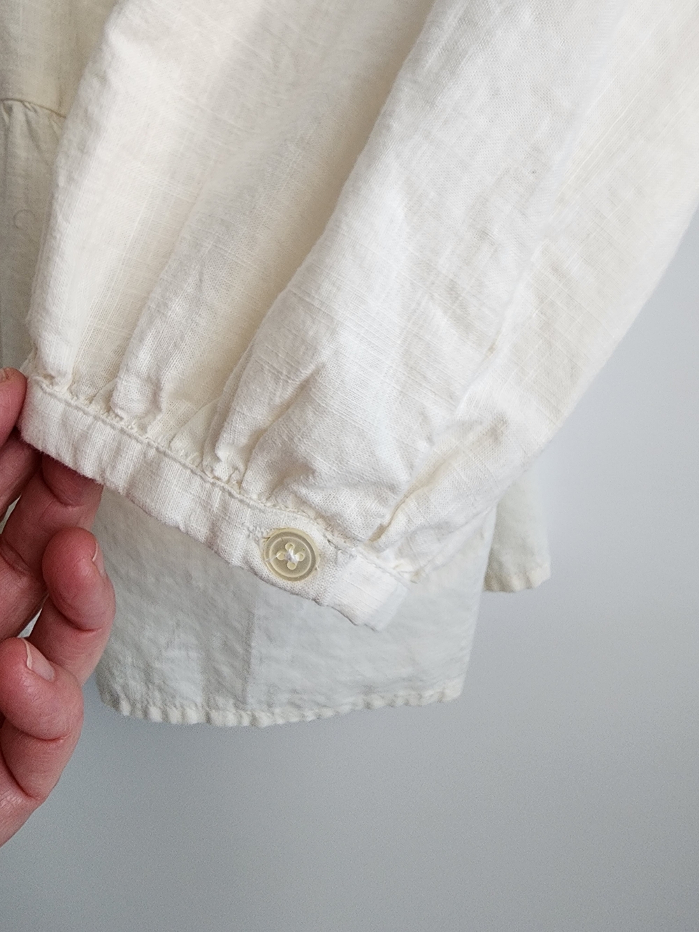 LOFT Cream Peasant Blouse with Burgundy, Pink and Yellow Floral Embroidery - Picture 8 of 13